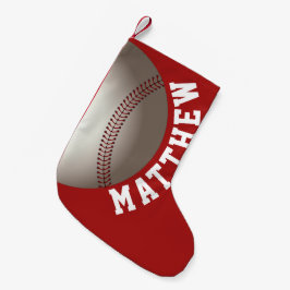 Calcetín Navideño Pequeño Nombre Personalizado de Navidad de Béisbol