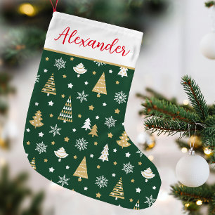 Calcetín Navideño Pequeño Nombre personalizado del árbol de Navidad festivo 