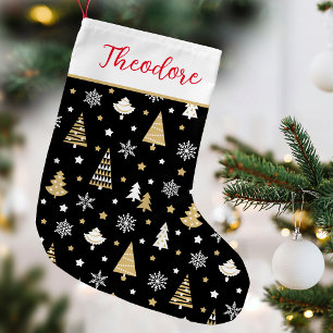Calcetín Navideño Pequeño Nombre personalizado del árbol de navidad festivo