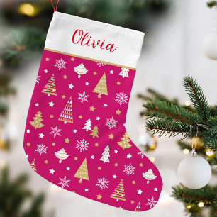 Calcetín Navideño Pequeño Nombre personalizado del árbol de Navidad festivo 