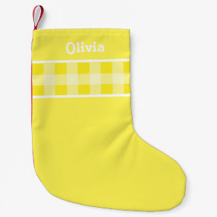 Calcetín Navideño Pequeño Nombre personalizado del patrón Rústico Yellow Gin