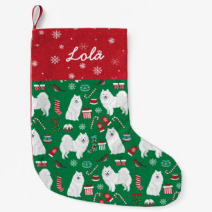 Calcetín Navideño Pequeño Nombre personalizado del perro Spitz japonés