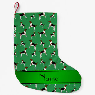 Calcetín Navideño Pequeño Nombre personalizado green English Foxhounds