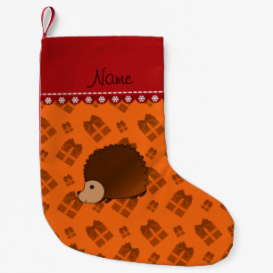Calcetín Navideño Pequeño Nombre personalizado hedgehog naranjas navidades r