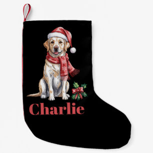 Calcetín Navideño Pequeño Nombre Personalizado Labrador Retriever Navidad
