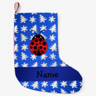 Calcetín Navideño Pequeño Nombre personalizado ladybug árboles de copos de n