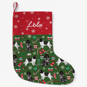 Calcetín Navideño Pequeño Nombre personalizado navidades de perro de Newfoun