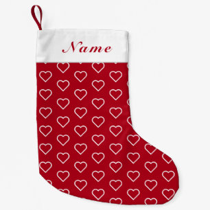 Calcetín Navideño Pequeño Nombre personalizado Navidades rojos reaccionando
