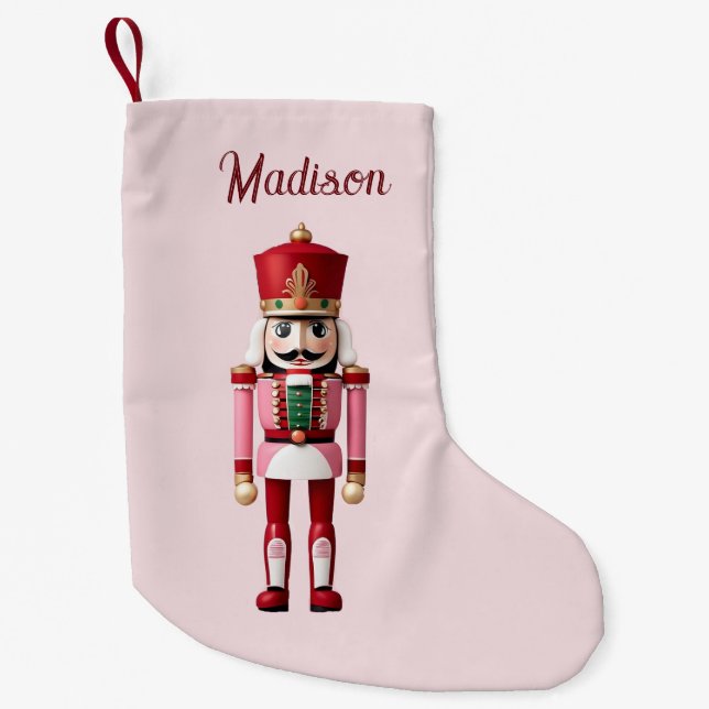 Calcetín Navideño Pequeño Nombre personalizado Nutcracker Navidades rojos ro (Anverso)