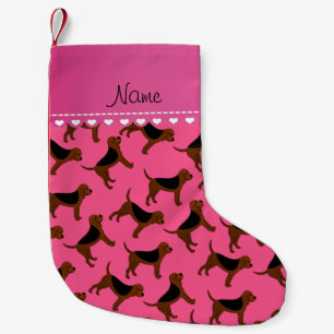 Calcetín Navideño Pequeño Nombre personalizado perros con sangre rosa