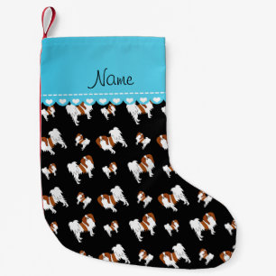 Calcetín Navideño Pequeño Nombre personalizado perros esnanilo japones negro
