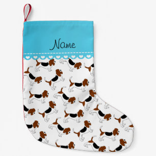 Calcetín Navideño Pequeño Nombre personalizado perros lindantes blancos