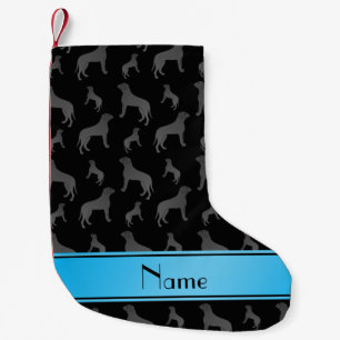 Calcetín Navideño Pequeño Nombre personalizado: perros negros Mastiff