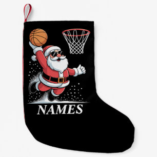 Calcetín Navideño Pequeño Nombre Personalizado Santa de Navidad Lanzando Bal