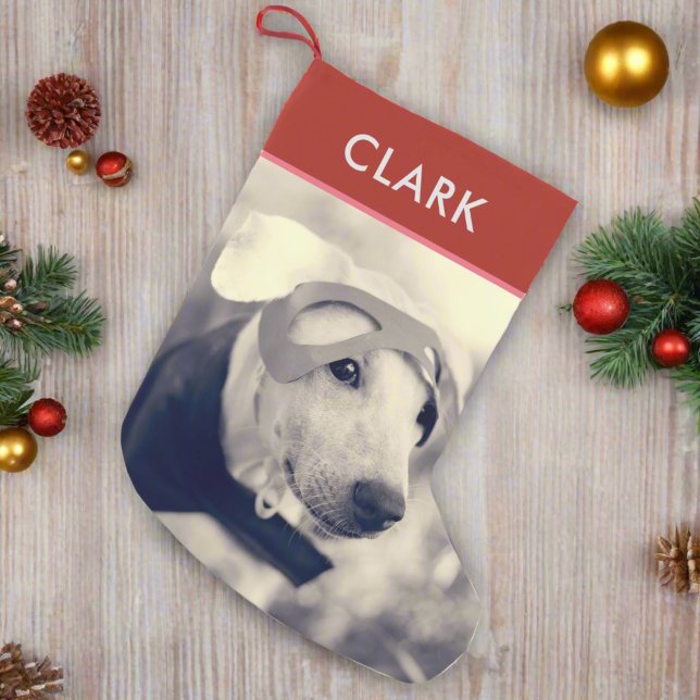 Calcetín Navideño Pequeño Nombre personalizado y foto Mascota l Perro de cac (Subido por el creador)