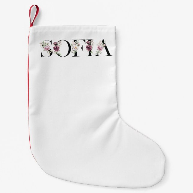 Calcetín Navideño Pequeño Nombre Sofía. (Anverso)