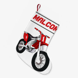 Calcetín Navideño Pequeño Nombre y edad o número Dirt Bike Motocicleta