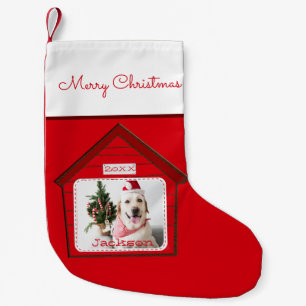 Calcetín Navideño Pequeño Nombre y foto del Mascota del personalizado