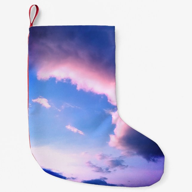 Calcetín Navideño Pequeño Nubes rosadas (Anverso)