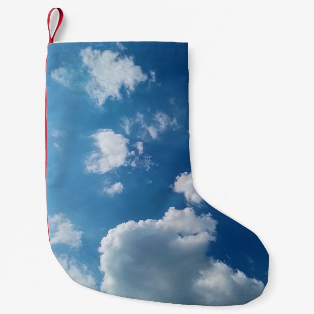 Calcetín Navideño Pequeño Nubes simples (Anverso)