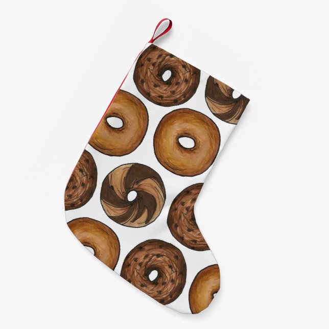 Calcetín Navideño Pequeño Nueva York Nueva York Deli Marble Rye Plain Bagel (Frente (Colgado))