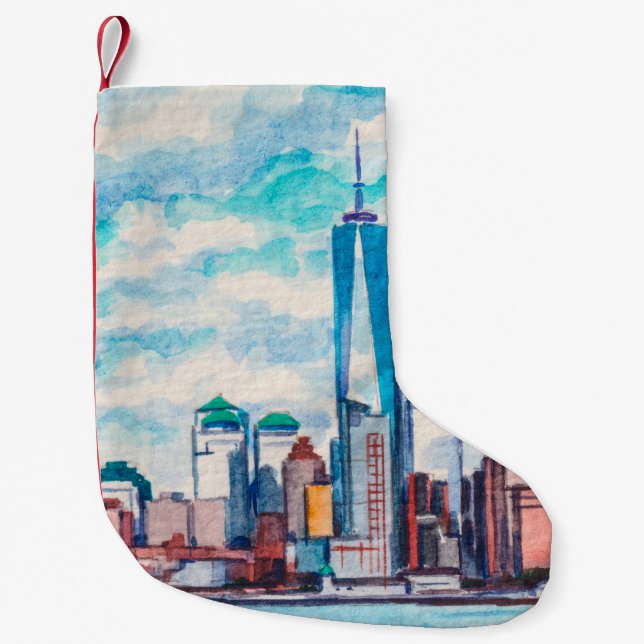 Calcetín Navideño Pequeño Nueva York, Nueva York, Estados Unidos. Vistas a l (Anverso)