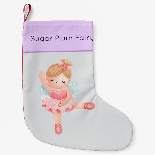Calcetín Navideño Pequeño Nutcracker Pastel Sugar Pluma Fairy (Anverso)