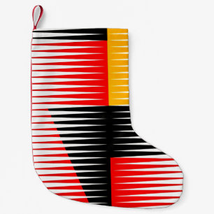 Calcetín Navideño Pequeño Obra de arte roja, negra y amarilla