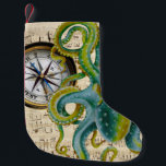 Calcetín Navideño Pequeño Octopus Tentacles Compass Music<br><div class="desc">diseño de arte octopus</div>