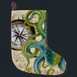 Calcetín Navideño Pequeño Octopus Tentacles Compass Music<br><div class="desc">diseño de arte octopus</div>