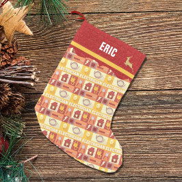 Calcetín Navideño Pequeño Ocupación del Electricismo | Purpurina rojo falso