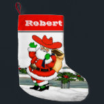 Calcetín Navideño Pequeño Oeste Cowboy Santa Winter Scene 3<br><div class="desc">Navidades pequeños del Western Cowboy Santa Winter Stocking Personalize el nombre de esta población . ...  Vea este diseño en más artículos en la Tienda Rodeo Days.</div>