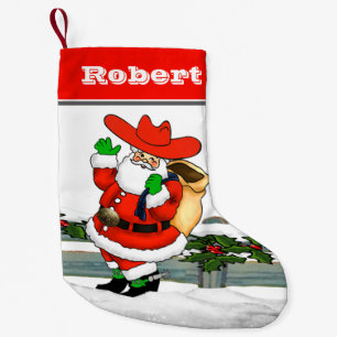 Calcetín Navideño Pequeño Oeste Cowboy Santa Winter Scene 3