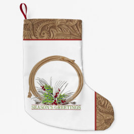 Calcetín Navideño Pequeño Oeste De Cowboy Rope Y Spurs Faux Leather