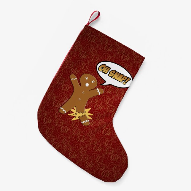 Calcetín Navideño Pequeño Oh Snap Funny Navidades Gingerbread Man Broken Leg (Frente (Colgado))