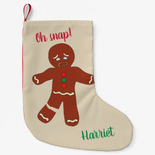 Calcetín Navideño Pequeño Oh Snap Gingerbread Man Cookie Gracioso