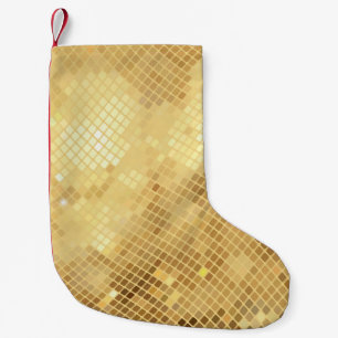 Calcetín Navideño Pequeño Olas de oro brillantes: Textura Mosaica