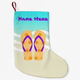 Calcetín Navideño Pequeño Olas de playa tropical navideñas