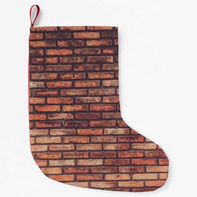 Calcetín Navideño Pequeño old brick wall texture backgroundbackground,hipste (Anverso)