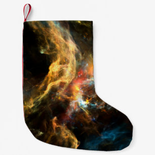 Calcetín Navideño Pequeño Once Upon a Space series. Diseño abstracto hecho d