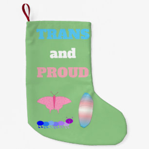 Calcetín Navideño Pequeño Orgullo LGBTQIA Transgénero de Oruga a Mariposa