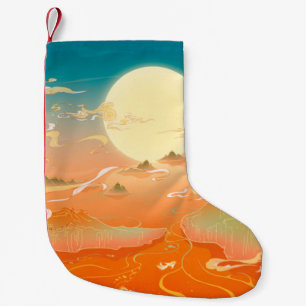Calcetín Navideño Pequeño Oriental ancient landscape painting, classical pai