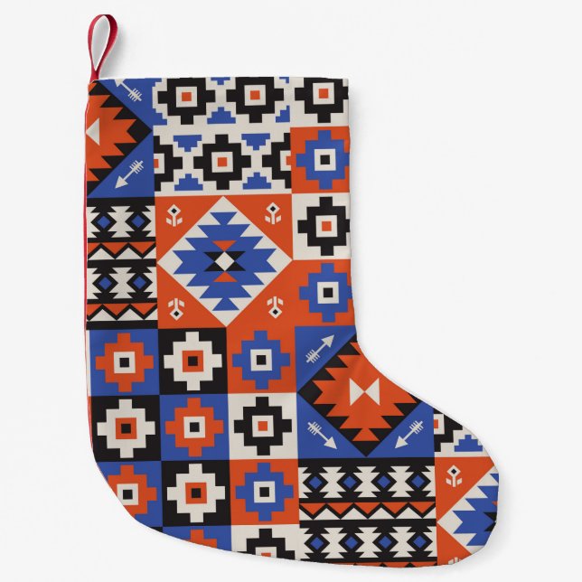 Calcetín Navideño Pequeño Oriental geometric seamless pattern. Ethnic design (Anverso)