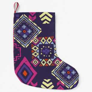 Calcetín Navideño Pequeño Origen geométrico primitivo, étnico tribal.