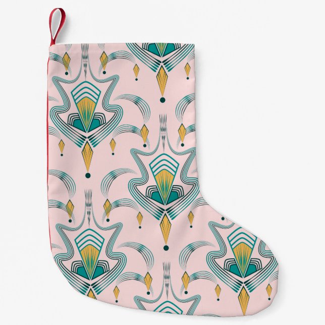 Calcetín Navideño Pequeño Ornamento gráfico de diseño Art deco moderno. Resu (Anverso)