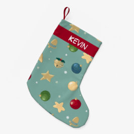 Calcetín Navideño Pequeño Ornamentos de Navidad. Personalizable con nombre.