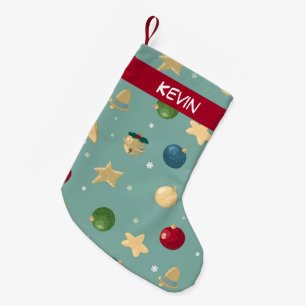 Calcetín Navideño Pequeño Ornamentos de Navidad. Personalizable con nombre.