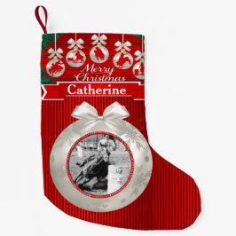 Calcetín Navideño Pequeño Ornamentos De Rodeo En Foto De Personalizado Rojo