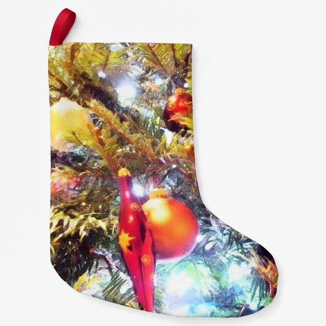 Calcetín Navideño Pequeño Ornamentos ilustrativos (Anverso)