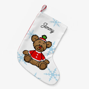 Calcetín Navideño Pequeño Osito de peluche de Santa personalizado Navidades
